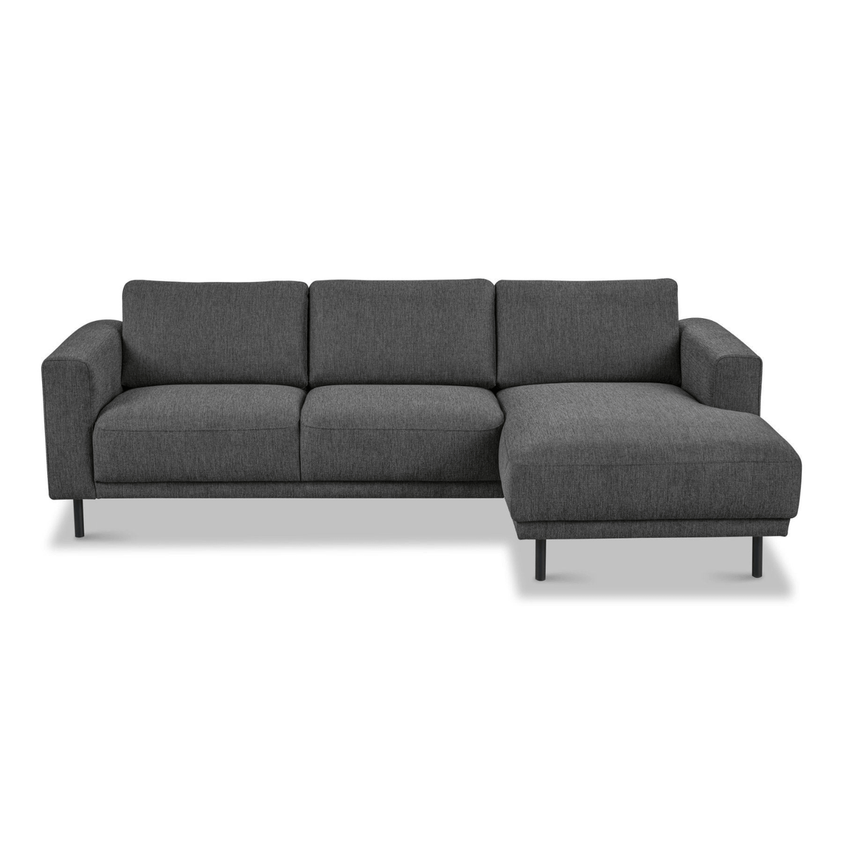 Canapé d'angle moderne droit en tissu anthracite Aniko avec chaise longue 238x142x78 cm