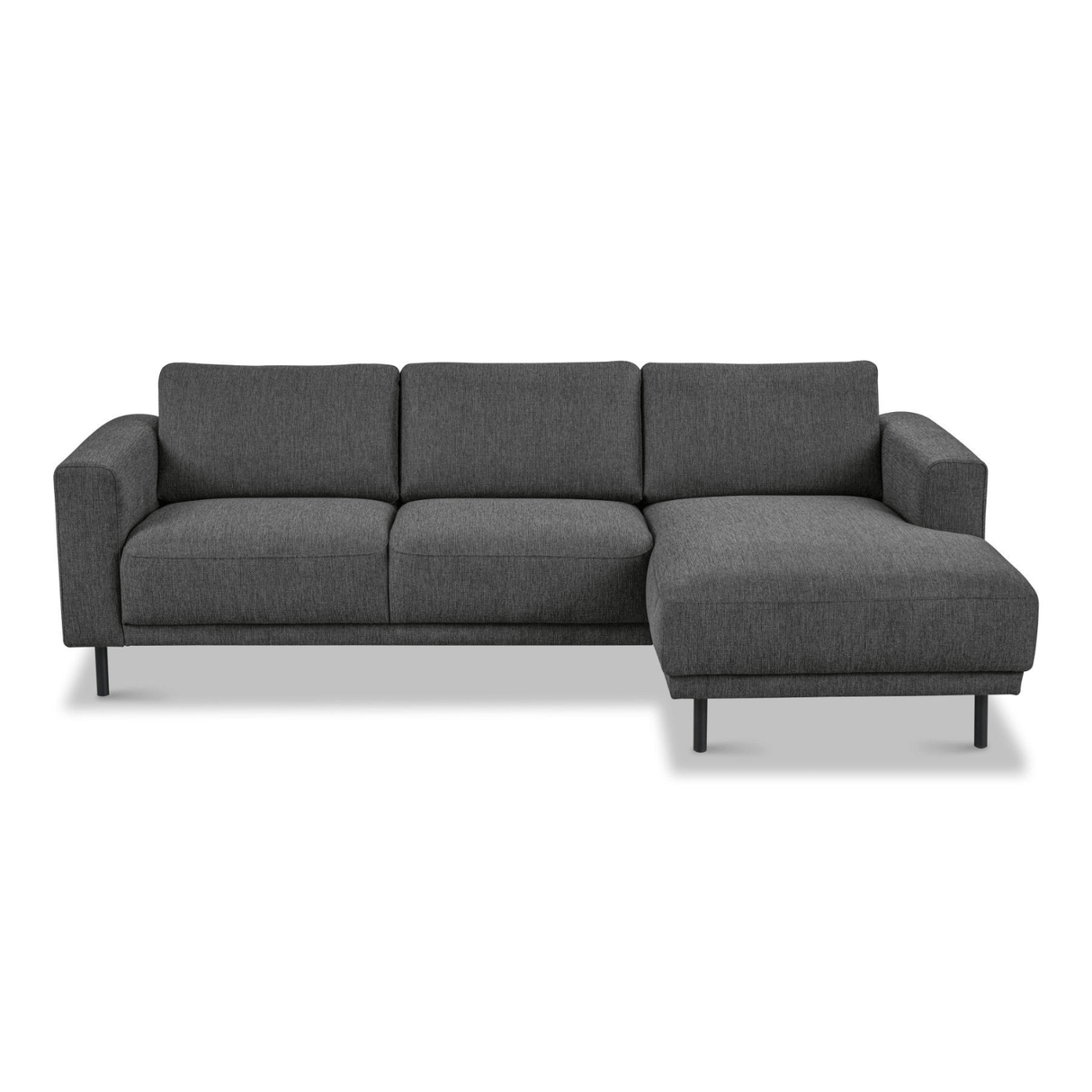 Canapé d'angle moderne droit en tissu anthracite Aniko avec chaise longue 238x142x78 cm