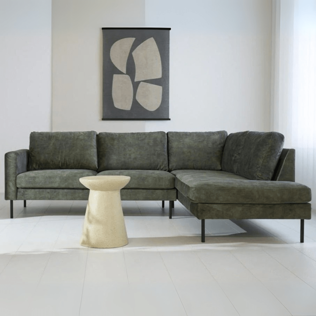 Canapé d'angle en velours vert Gaya - droit