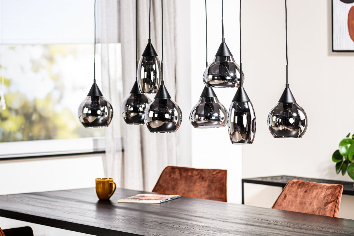 Suspension en verre Kesi 8 lumières en verre fumé