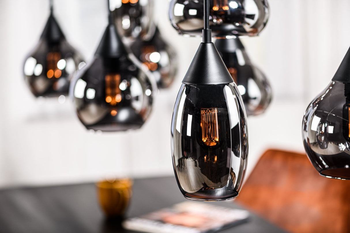 Suspension en verre Kesi 8 lumières en verre fumé
