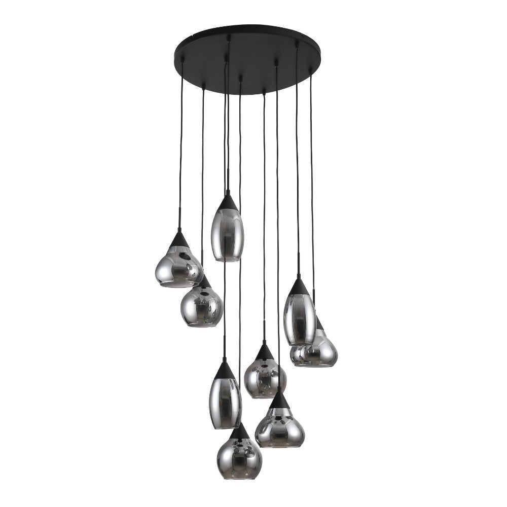 Suspension en verre fumé à 9 lumières Kesi