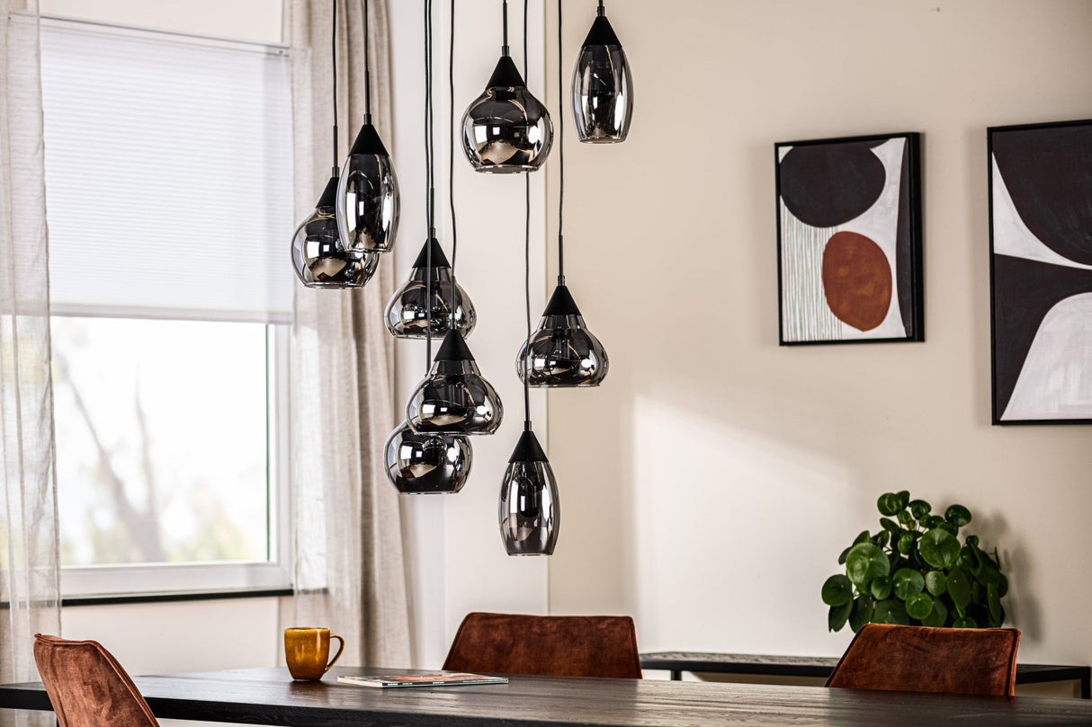 Suspension en verre fumé à 9 lumières Kesi