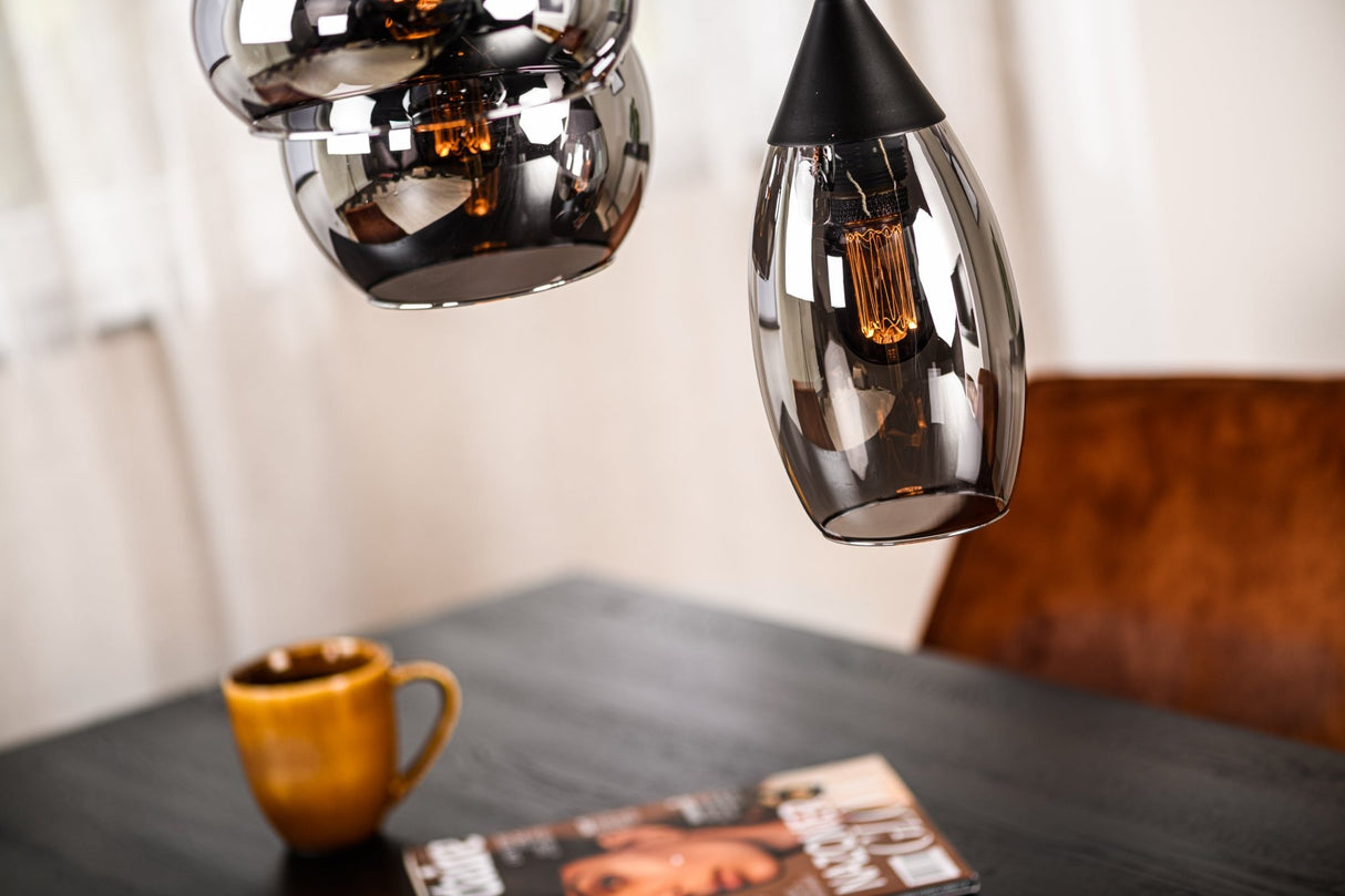Suspension en verre fumé à 9 lumières Kesi