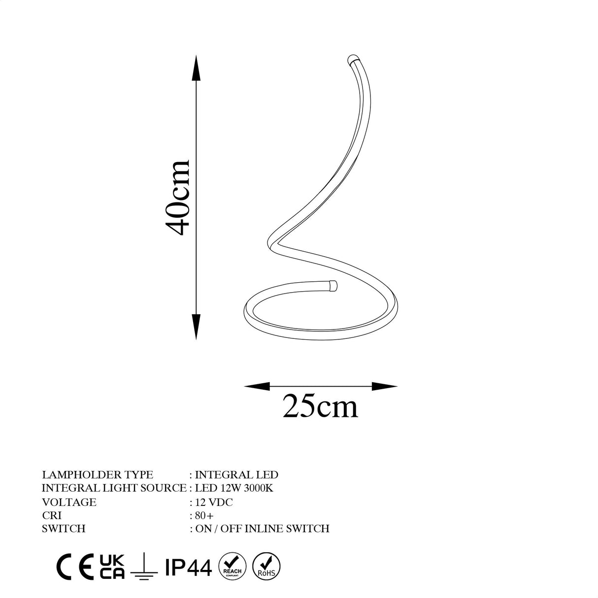 Lampe de table noire en métal Nightstrike