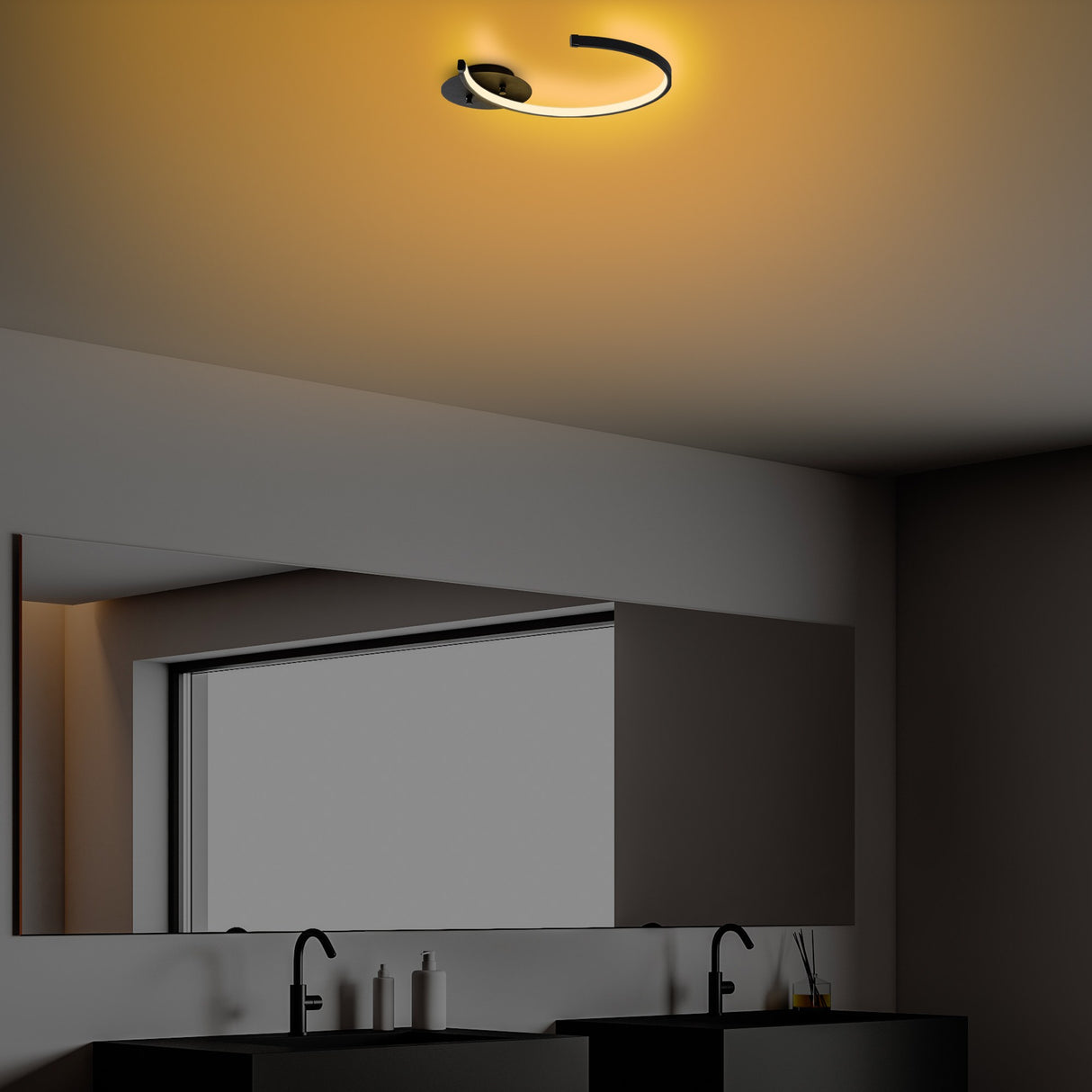 Lampe de plafond noire en métal Lunaris