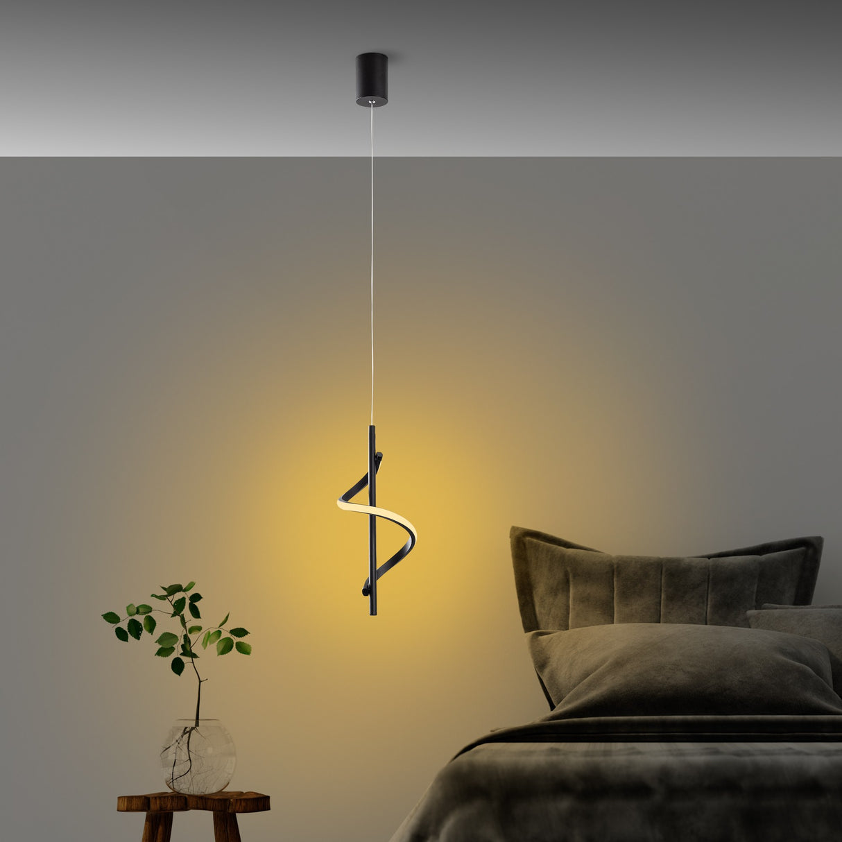 Suspension Noire Métal Opulente