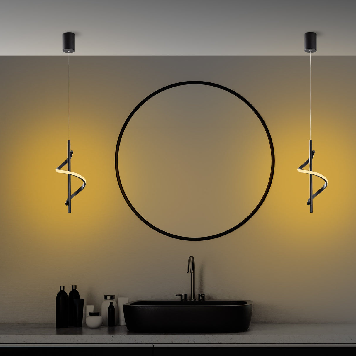 Suspension Noire Métal Opulente