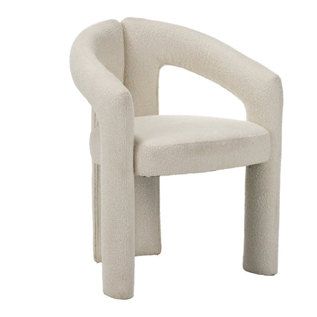 Chaise de salle à manger Ivoire Bouclé Maro - Tissu complet