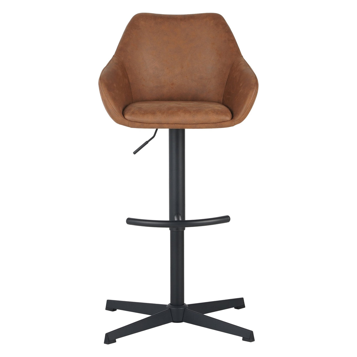 Venom Tabouret de Bar Cognac en Éco-cuir - Chaise de Bar Réglable Pivotante avec Accoudoirs