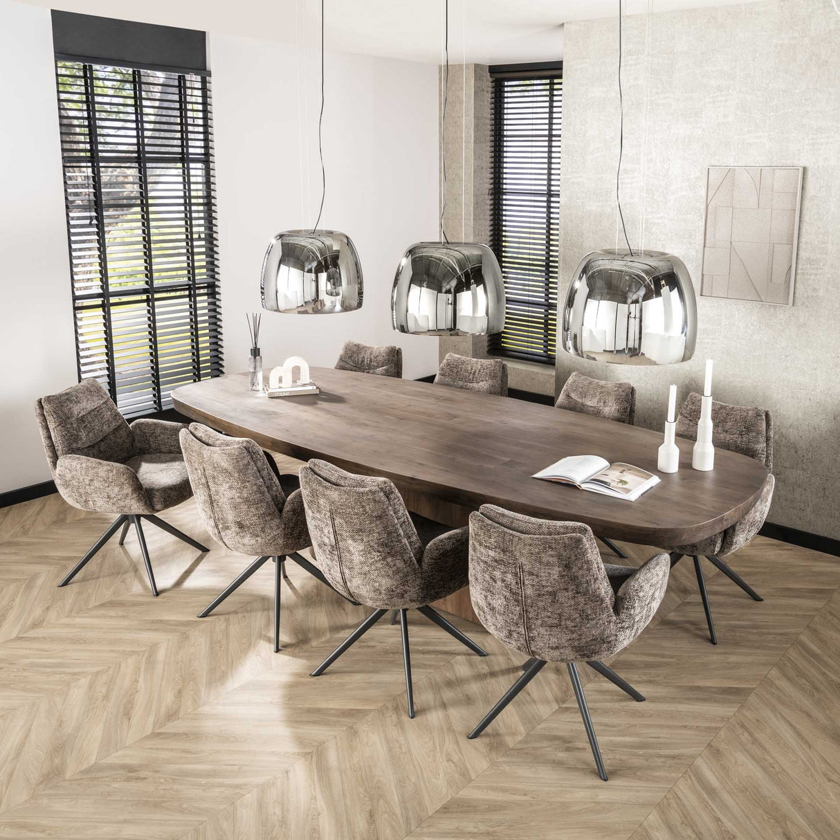 Table à manger ovale en teck Deens Alo 300x120 cm