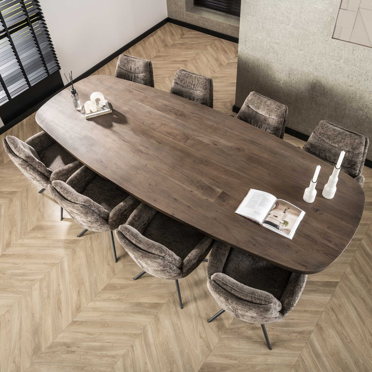 Table à manger ovale en teck Deens Alo 300x120 cm