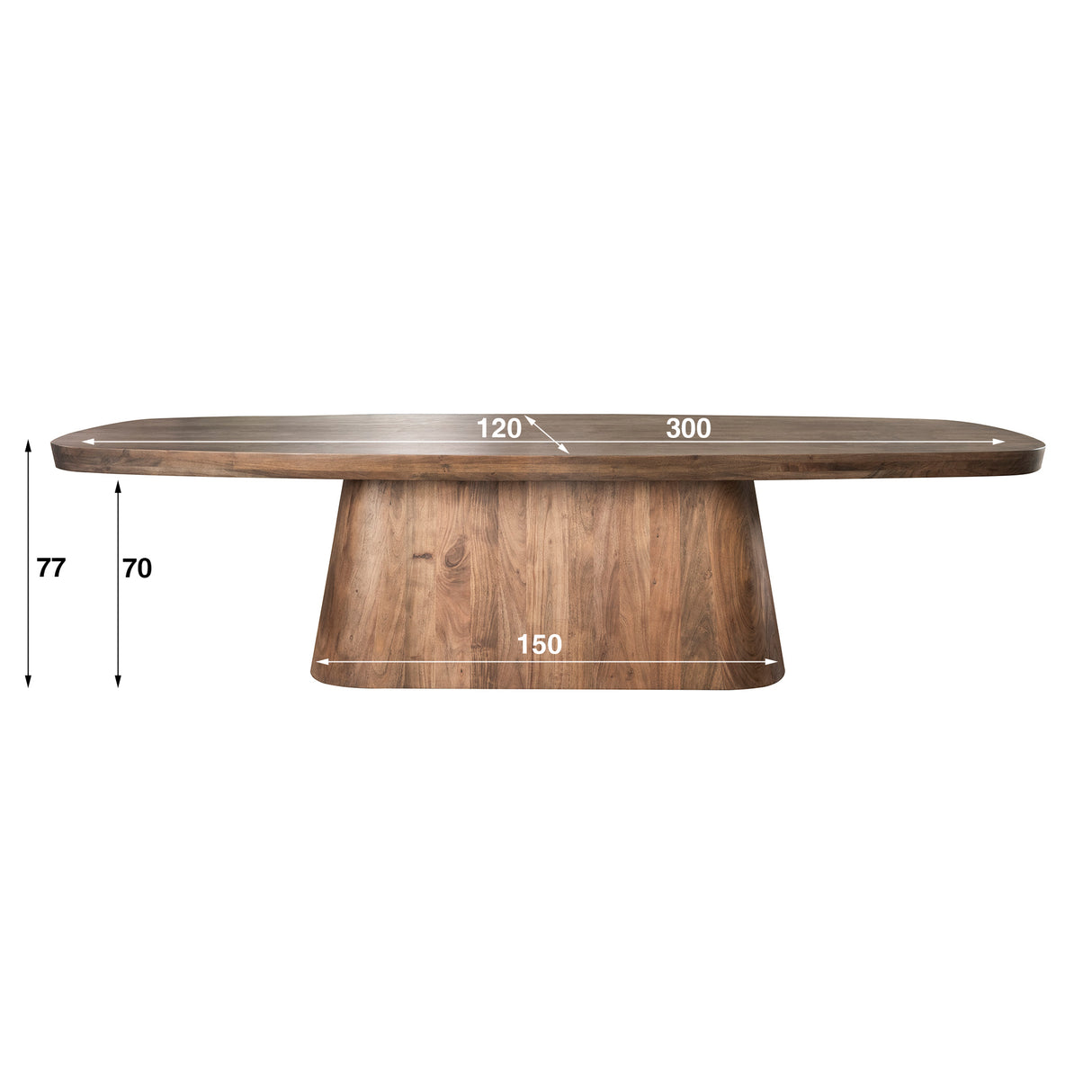 Table à manger ovale en teck Deens Alo 300x120 cm