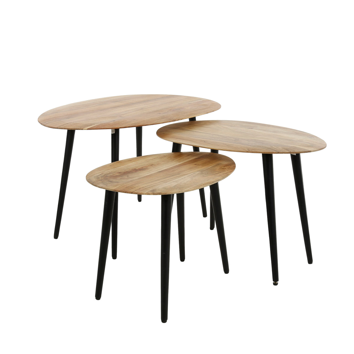 Table basse bio lot de 3 Loiza bois d'acacia naturel