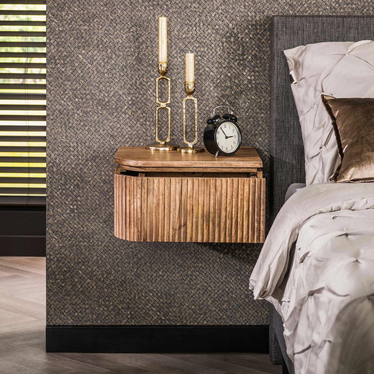 Table de nuit flottante Maria Ensemble de 2 en bois de mangue