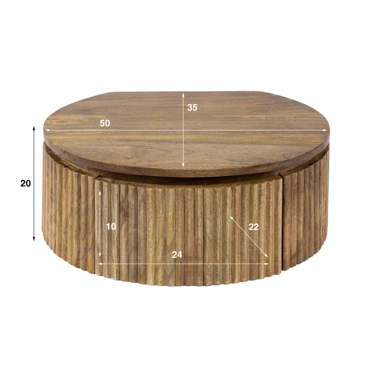 Nachtkastje Mango avec 1 tiroir - sable