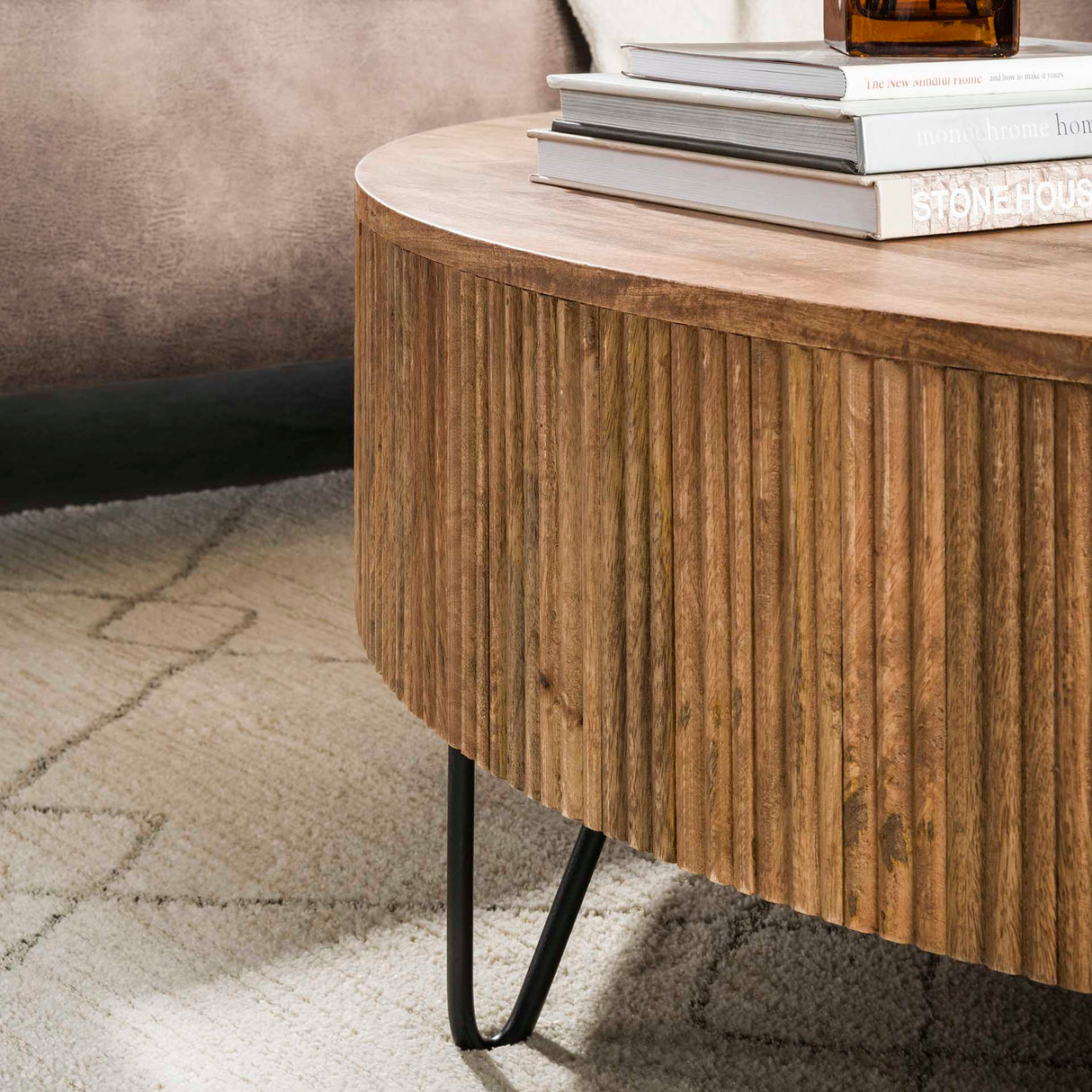 Table basse ronde Bois de manguier Ø120 cm - Couleur sable