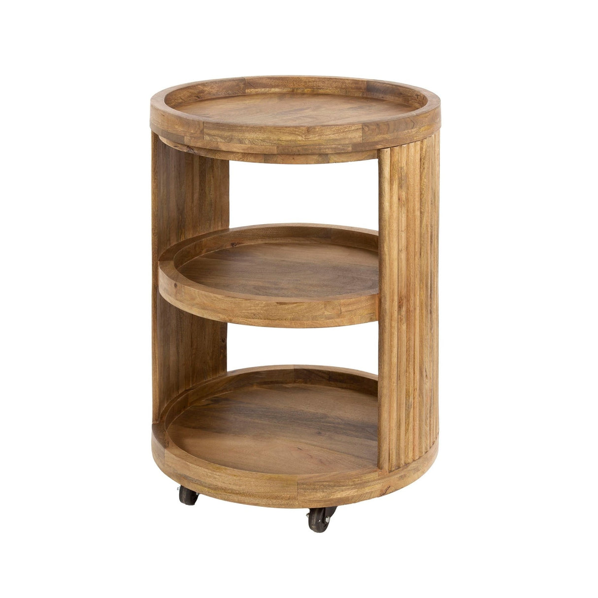 Chariot de bar Bois de manguier couleur sable sur roues