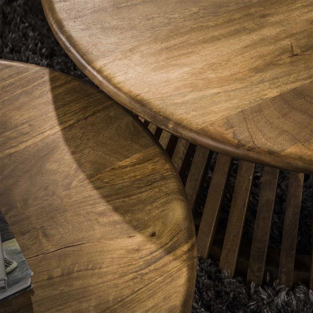 Ensemble de tables basses rondes de 2 Vera Bois de manguier