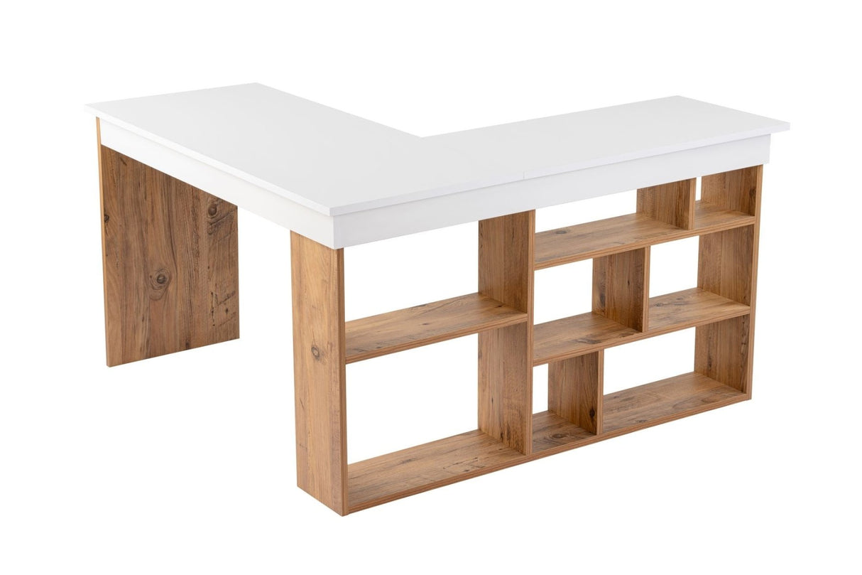 Vesper Bureau d'étude 130x120 cm en pin blanc Mélamine Atlantic Blanc