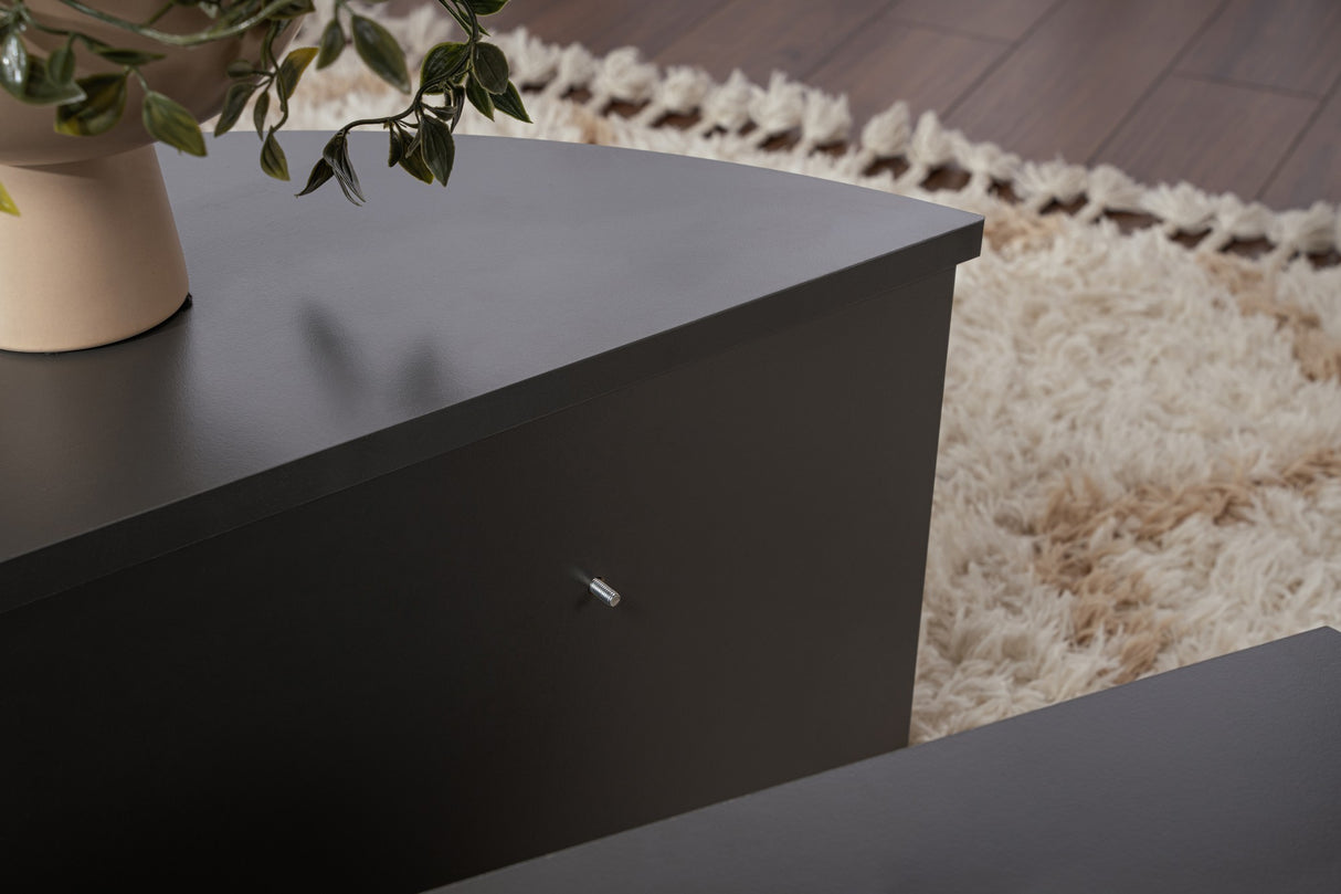 Table basse ronde anthracite en mélamine 85 cm Orin