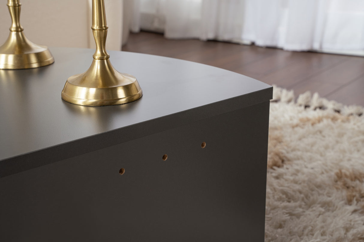 Table basse ronde anthracite en mélamine 85 cm Orin