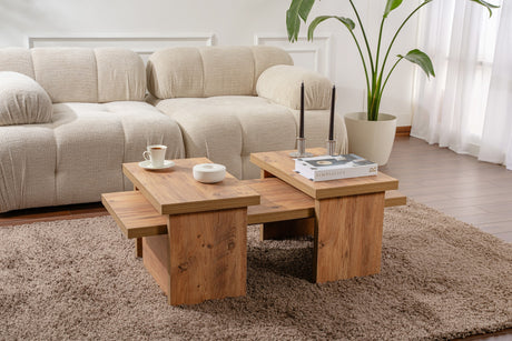 Table basse Naturel Aspect Pin Mélamine Rébellion