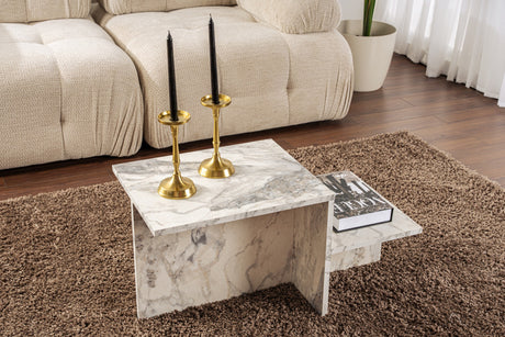 Table basse en mélamine effet marbre Eterna
