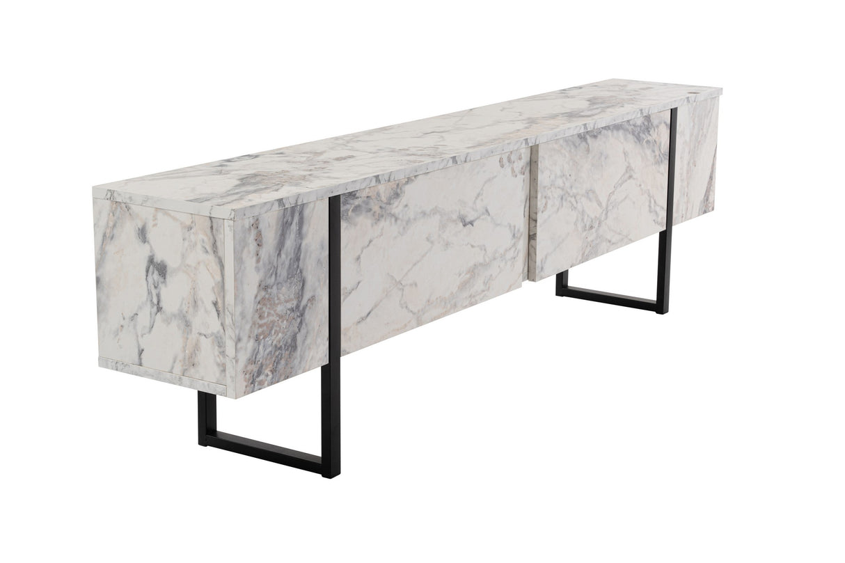 Meuble TV en marbre mélaminé cadre noir Blitz 50x180x29,5 cm