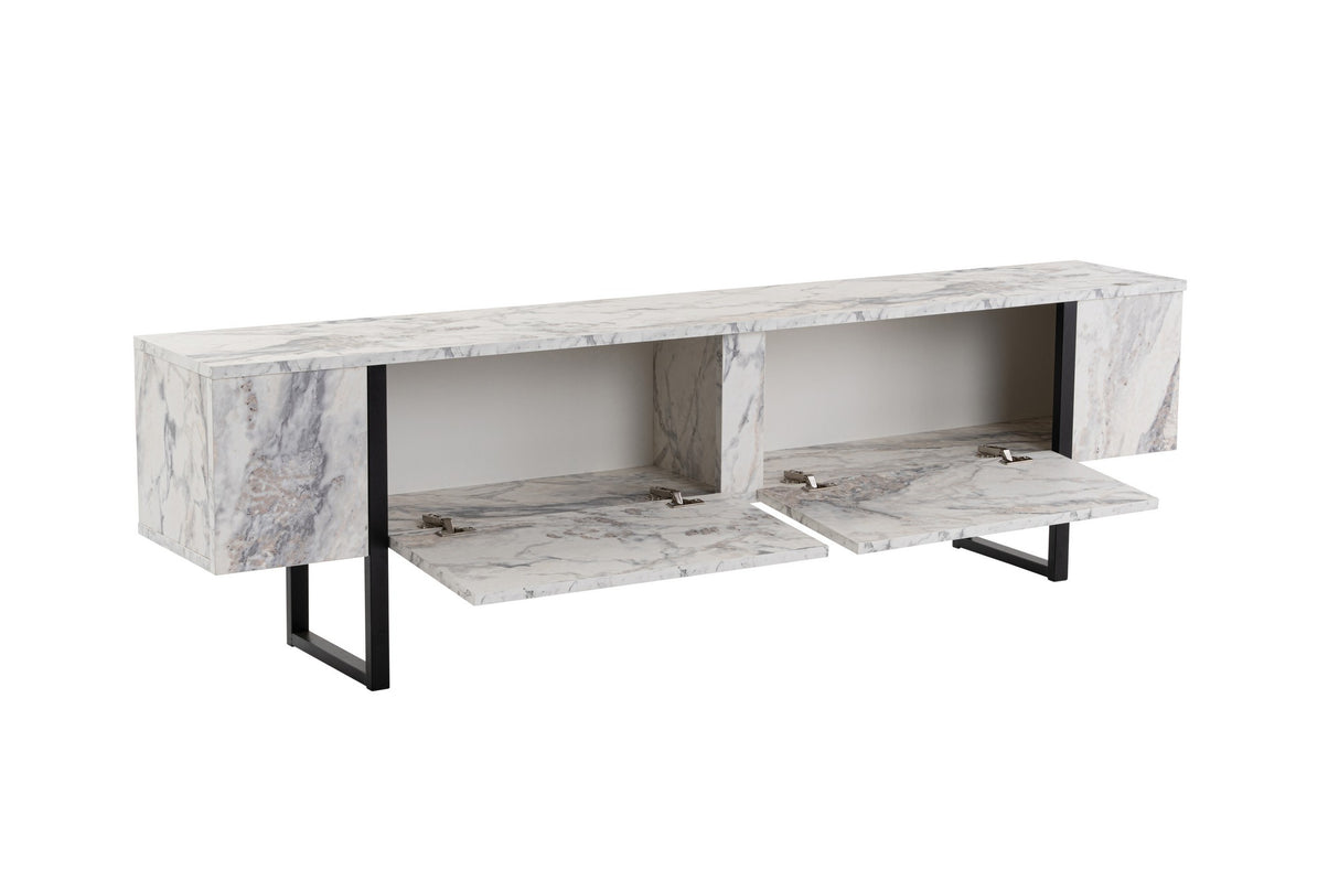 Meuble TV en marbre mélaminé cadre noir Blitz 50x180x29,5 cm