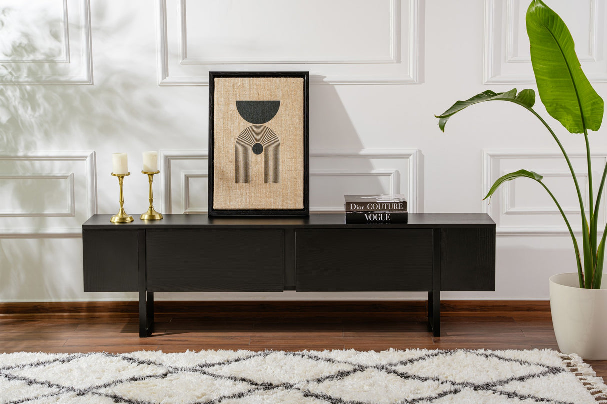 Meuble TV Noir Mélamine Blitz 50x180x29,5 cm