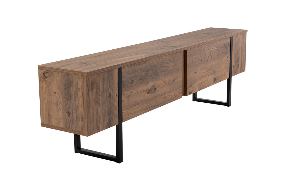 Meuble TV Naturel en Mélamine Cadre Noir Blitz 50x180x29,5 cm