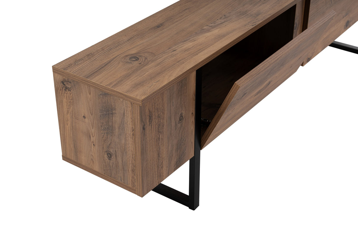 Meuble TV Naturel en Mélamine Cadre Noir Blitz 50x180x29,5 cm