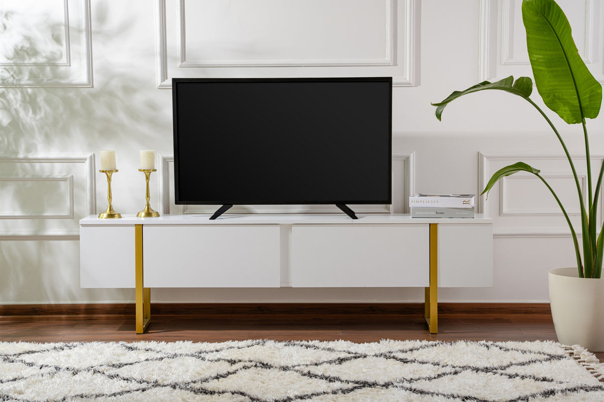 Meuble TV blanc en mélamine Blitz 50x180x29,5 cm