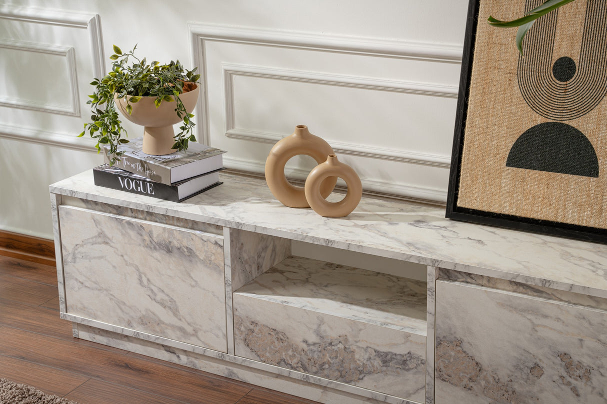 Meuble TV Marbre Mélamine Flare 42x160x29,5 cm