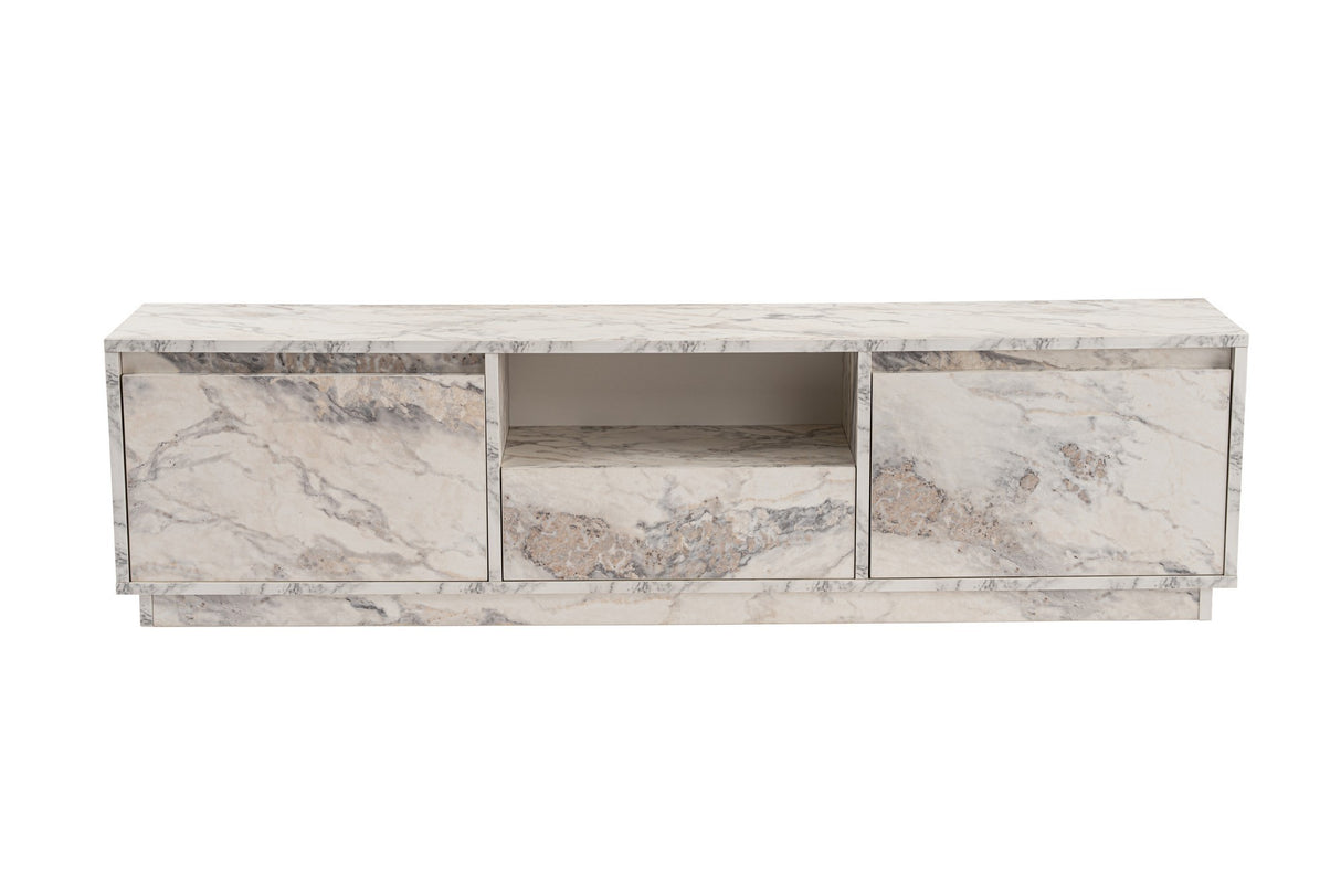 TV Meubels - TV Meubel Marmer Melamine - drie kastjes - 160x42x29,5 cm - Flare - Dimehouse