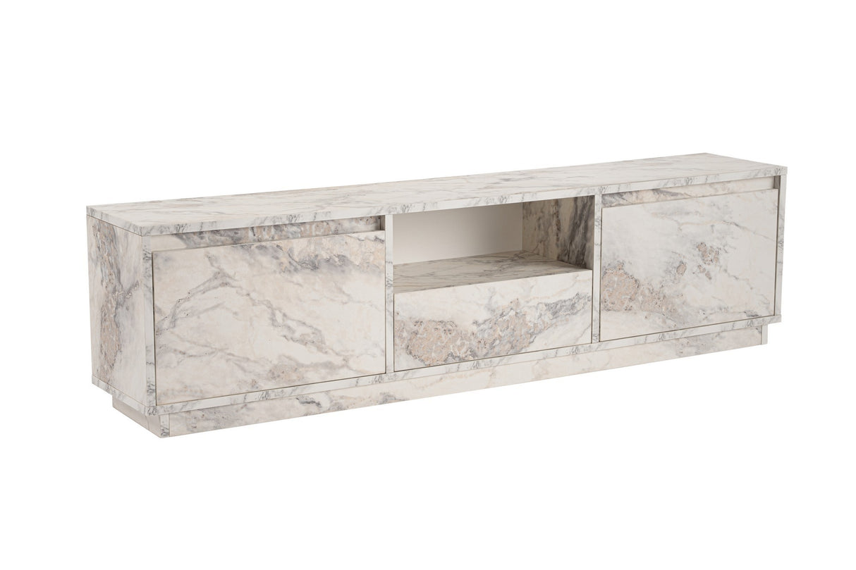 TV Meubels - TV Meubel Marmer Melamine - drie kastjes - 160x42x29,5 cm - Flare - Dimehouse