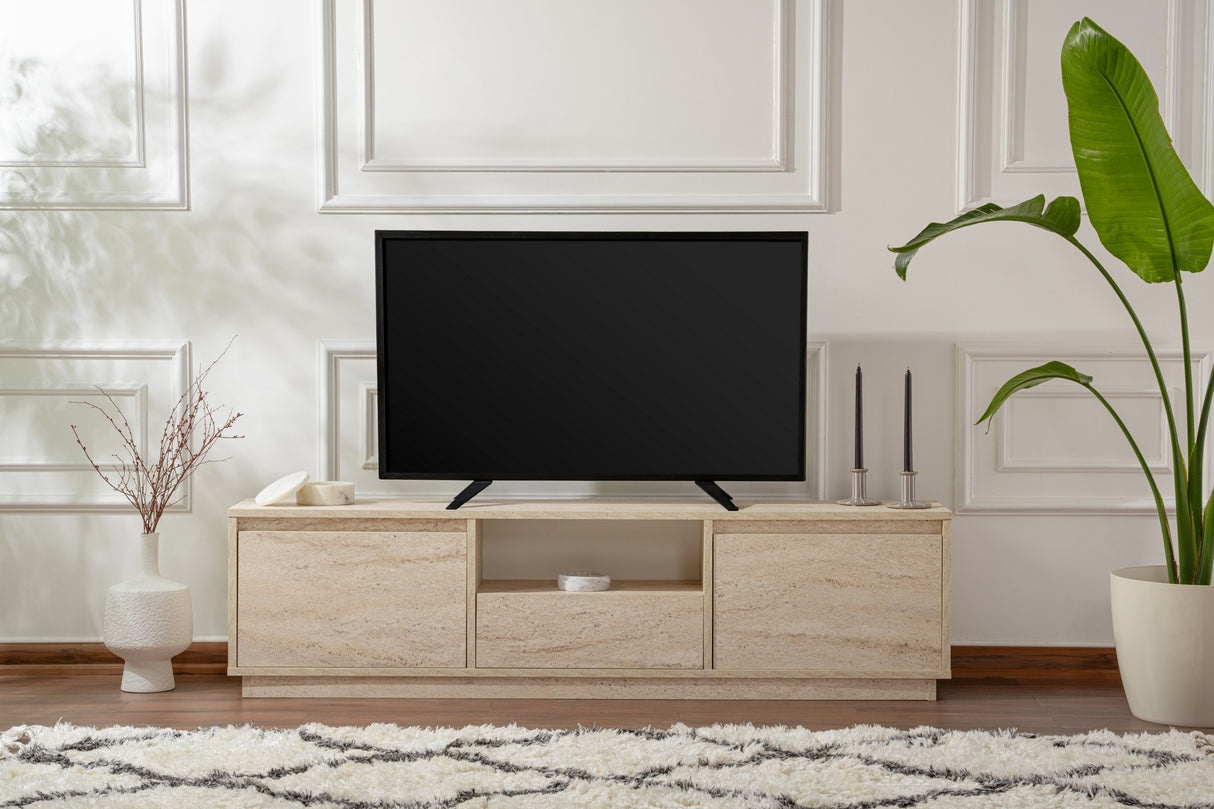 Meuble TV Beige en Mélamine Flare 42x160x29,5 cm