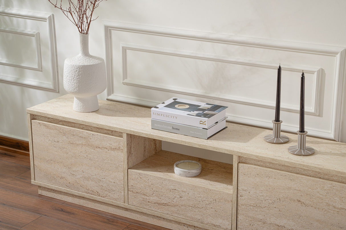 Meuble TV Beige en Mélamine Flare 42x160x29,5 cm