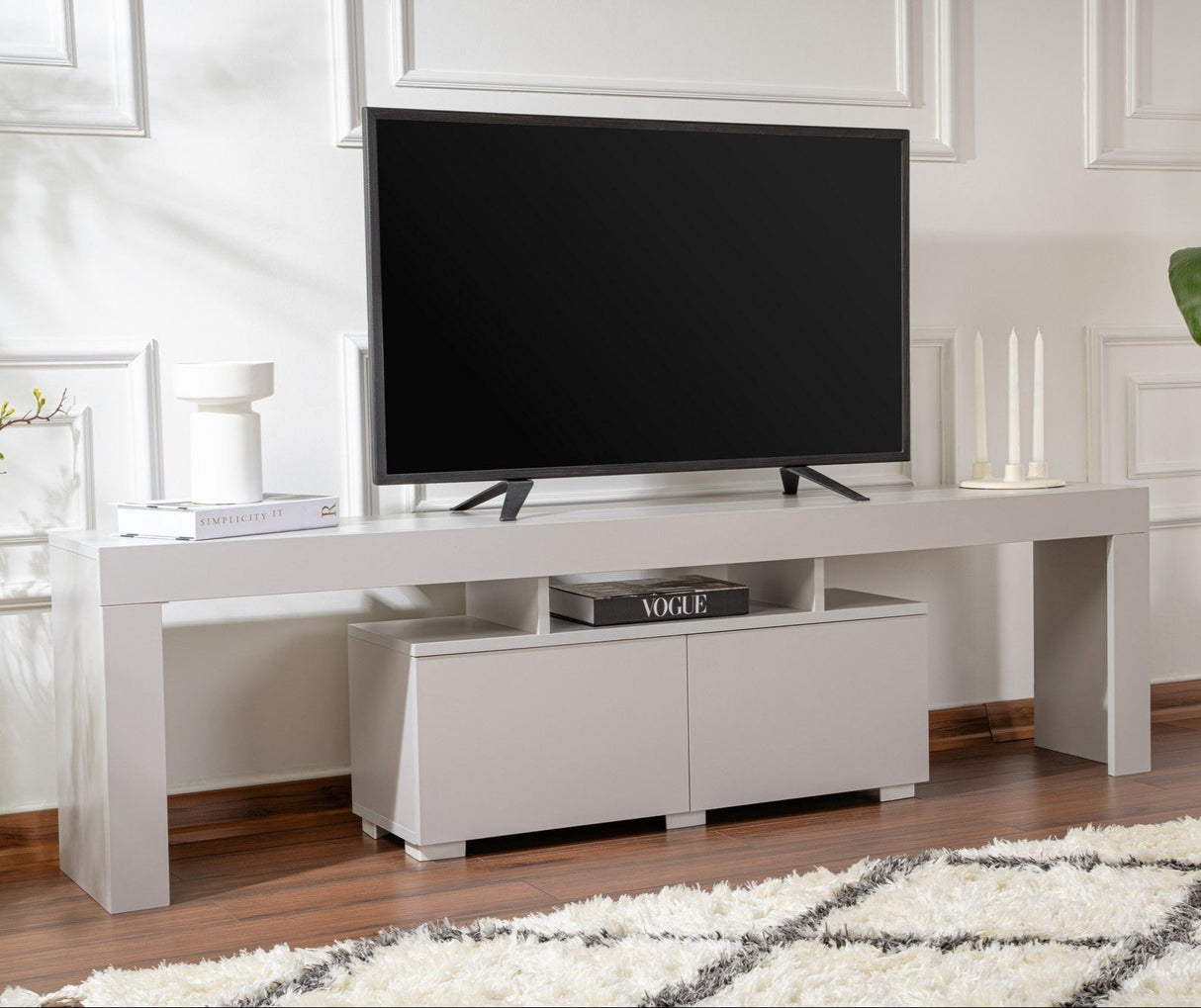 Meuble TV Gris Mélamine Vertex 50x180x31,3 cm