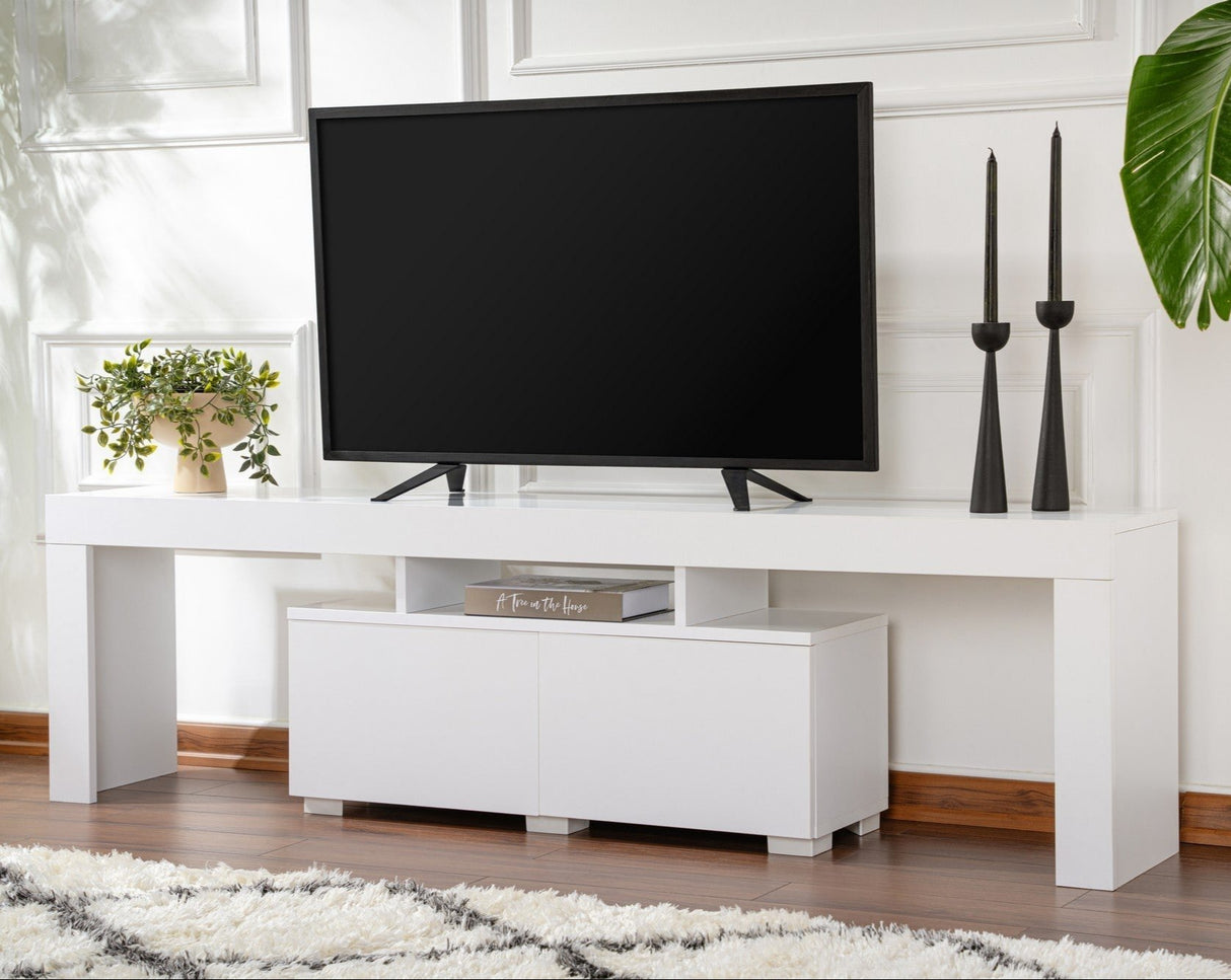 Meuble TV blanc en mélamine Vertex 50x180x31,3 cm