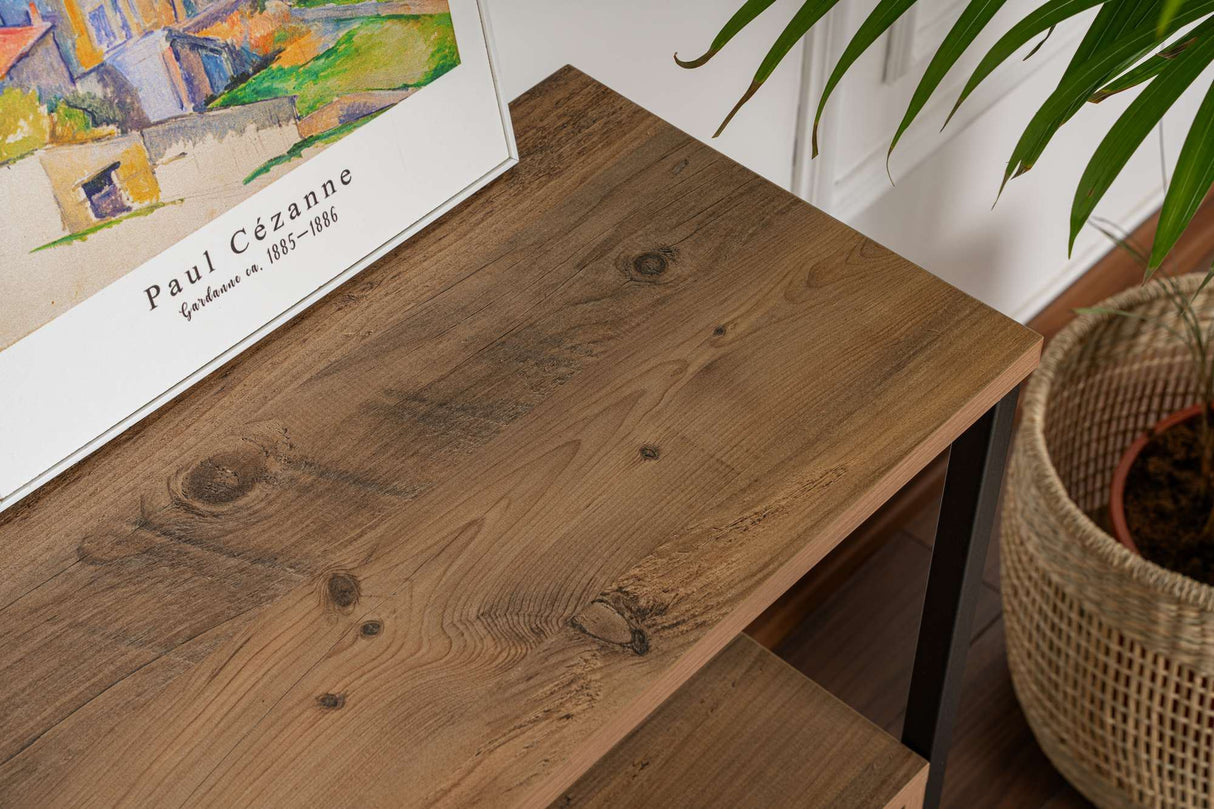 Buffet en pin Atlantique Saloce - Cadre noir - Trois compartiments - 120x77 cm