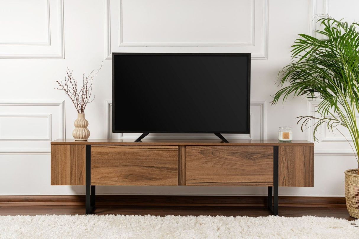Meuble TV Serenity Noyer Noir 180x29,5x50 cm Mélamine Noir Walnut