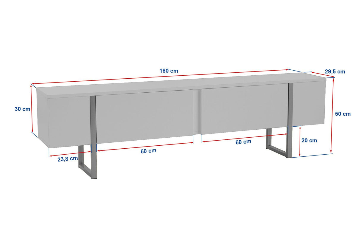 Meuble TV Serenity Noyer Noir 180x29,5x50 cm Mélamine Noir Walnut