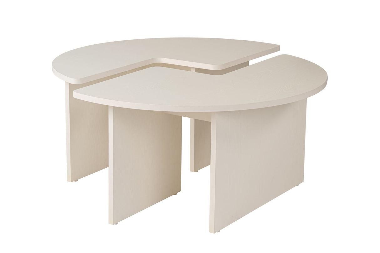 Table basse ronde Moari aspect bois mélaminé blanc 90 cm