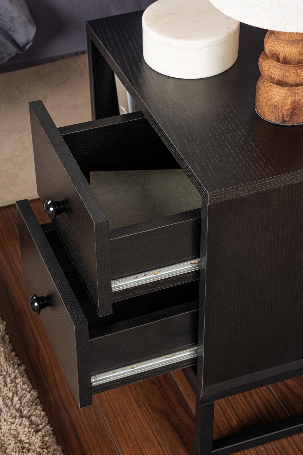 Table de nuit Noir Mélamine Pulsar