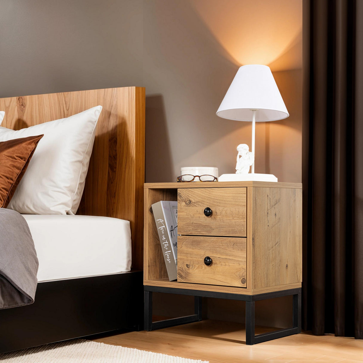 Table de nuit Naturel Mélamine Pulsar