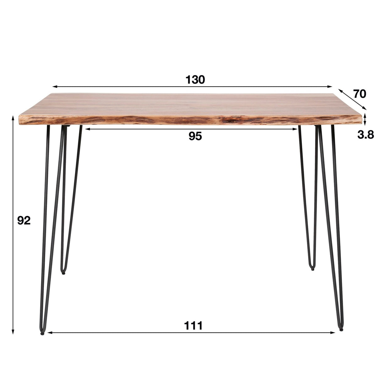 Table de bar industrielle en bois d'acacia Elin 130 cm