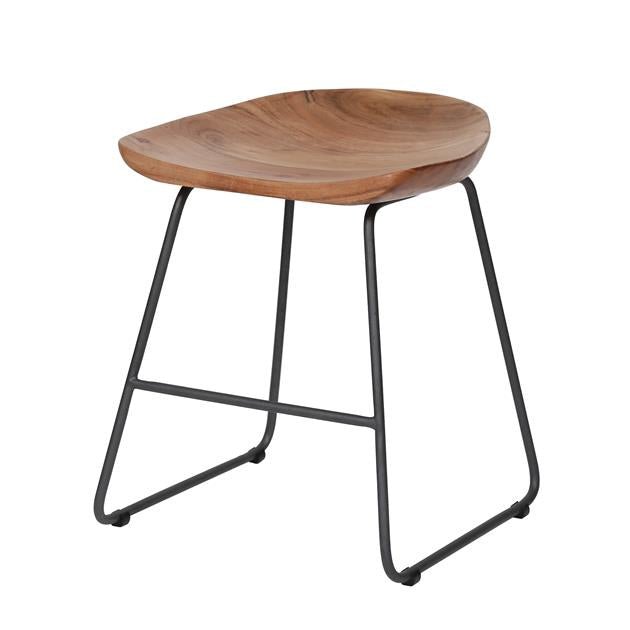 Ensemble de 2 Tabourets Industriels Bas en Bois d'Acacia Novi - Hauteur d'Assise 52 cm - Sans Dossier