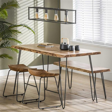 Ensemble de 2 Tabourets Industriels Bas en Bois d'Acacia Novi - Hauteur d'Assise 52 cm - Sans Dossier